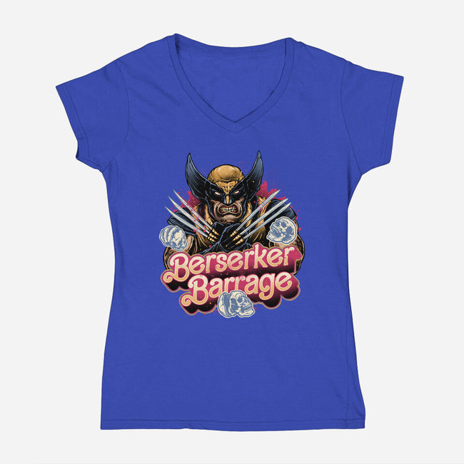 Berserker Mode-Womens-V-Neck-Tee-glitchygorilla