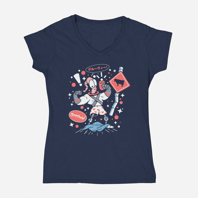 Space Shame-Womens-V-Neck-Tee-ilustrata