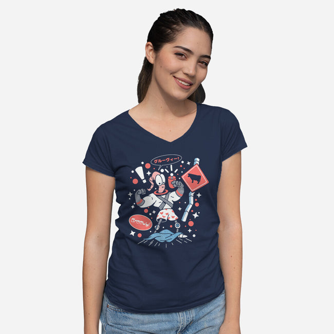 Space Shame-Womens-V-Neck-Tee-ilustrata