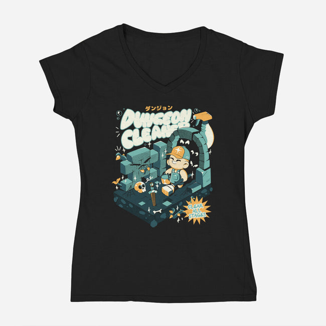 Dungeon Cleaner-Womens-V-Neck-Tee-ilustrata