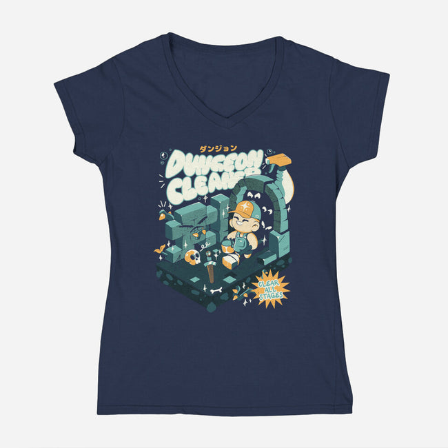 Dungeon Cleaner-Womens-V-Neck-Tee-ilustrata