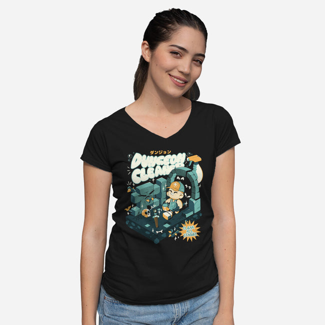 Dungeon Cleaner-Womens-V-Neck-Tee-ilustrata