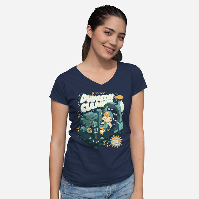 Dungeon Cleaner-Womens-V-Neck-Tee-ilustrata