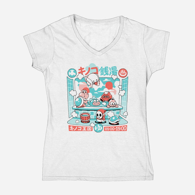 Mushroom Bathhouse-Womens-V-Neck-Tee-ilustrata