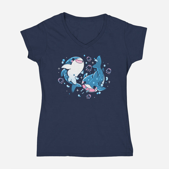 Whale Shark-Womens-V-Neck-Tee-Vallina84