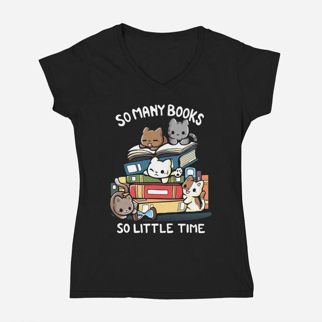 Too Many Books-Womens-V-Neck-Tee-Vallina84