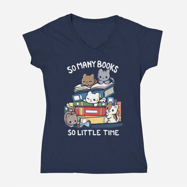 Too Many Books-Womens-V-Neck-Tee-Vallina84