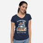 Too Many Books-Womens-V-Neck-Tee-Vallina84