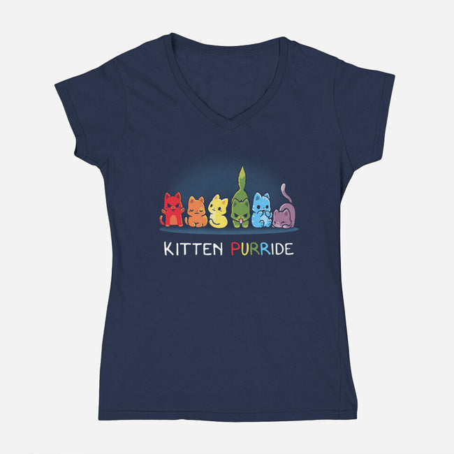 Kitten Prride-Womens-V-Neck-Tee-Vallina84