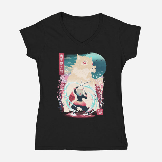 Beast Breathing Landscape-Womens-V-Neck-Tee-dandingeroz