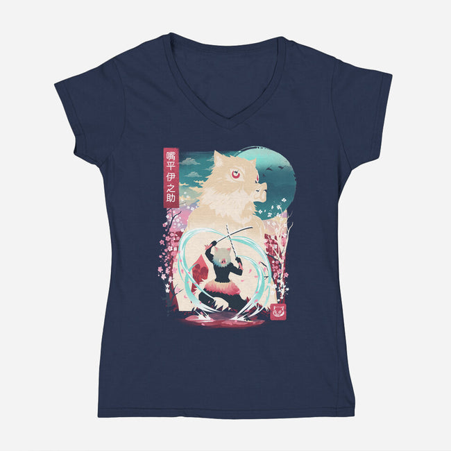 Beast Breathing Landscape-Womens-V-Neck-Tee-dandingeroz