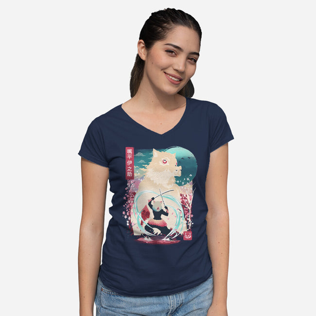 Beast Breathing Landscape-Womens-V-Neck-Tee-dandingeroz