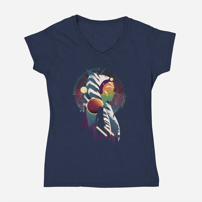 The Clone Night-Womens-V-Neck-Tee-dandingeroz