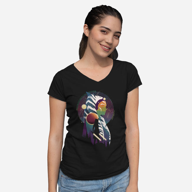 The Clone Night-Womens-V-Neck-Tee-dandingeroz