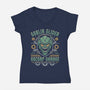 Goblin Glider Garage Crest-Womens-V-Neck-Tee-LAGELANTEE