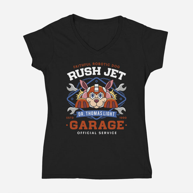 Dr Thomas Light Garage-Womens-V-Neck-Tee-LAGELANTEE