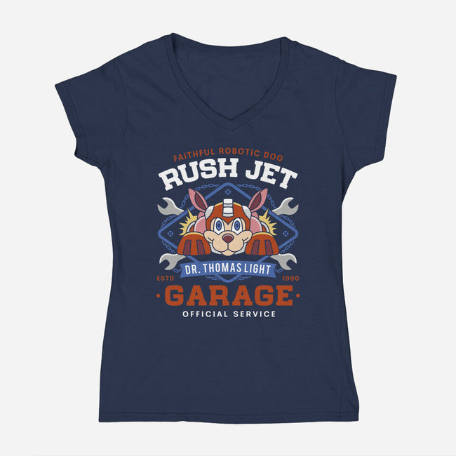 Dr Thomas Light Garage-Womens-V-Neck-Tee-LAGELANTEE