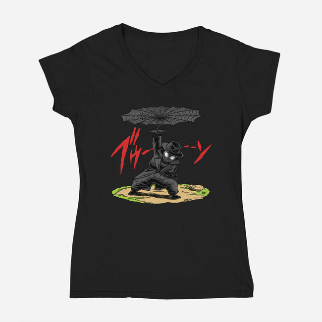 The Spider Disc-Womens-V-Neck-Tee-joerawks