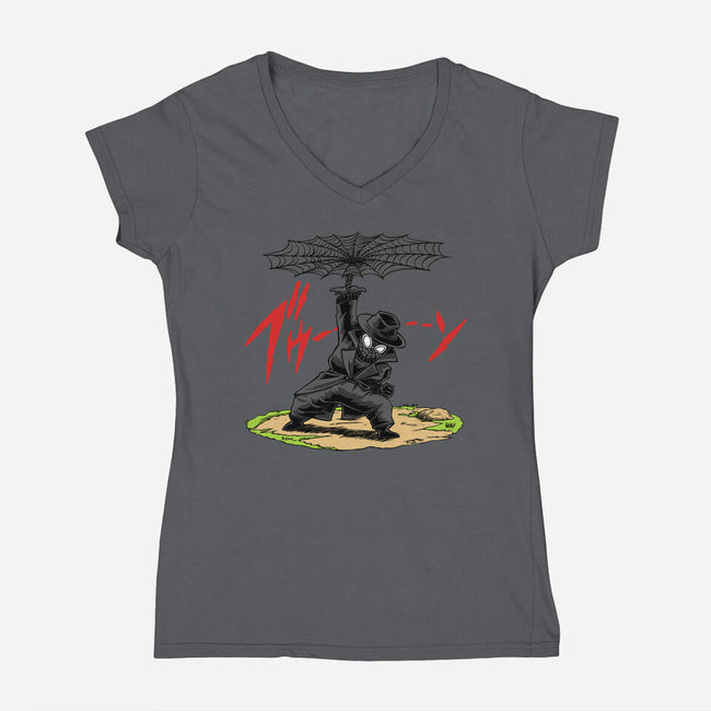 The Spider Disc-Womens-V-Neck-Tee-joerawks