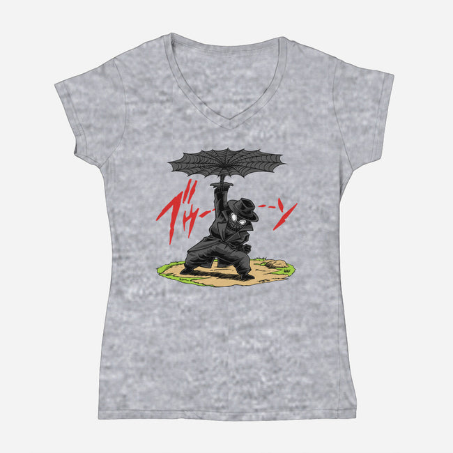 The Spider Disc-Womens-V-Neck-Tee-joerawks