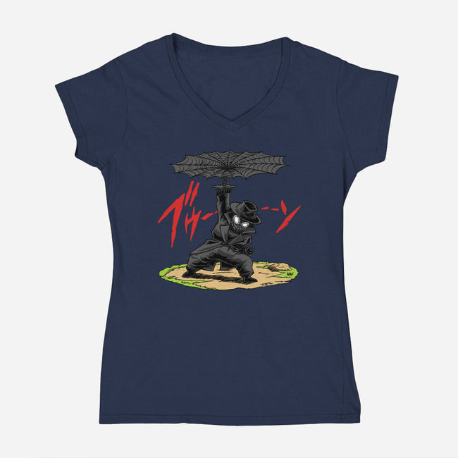 The Spider Disc-Womens-V-Neck-Tee-joerawks
