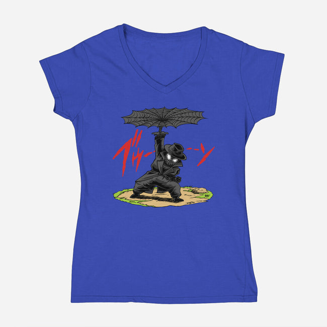 The Spider Disc-Womens-V-Neck-Tee-joerawks