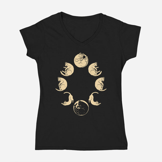 Moon Cycle-Womens-V-Neck-Tee-Thiago Correa