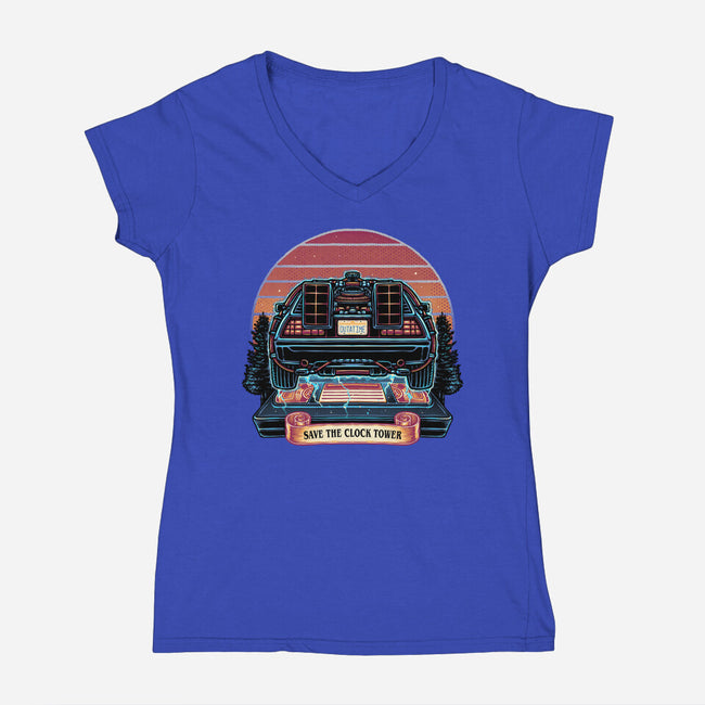 Time Travel Sunset-Womens-V-Neck-Tee-glitchygorilla