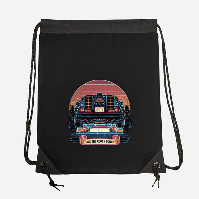 Time Travel Sunset-None-Drawstring-Bag-glitchygorilla