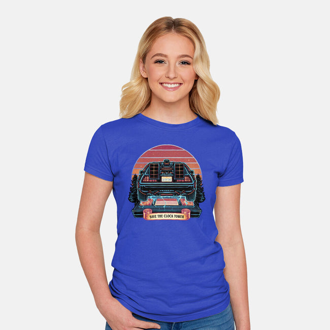 Time Travel Sunset-Womens-Fitted-Tee-glitchygorilla