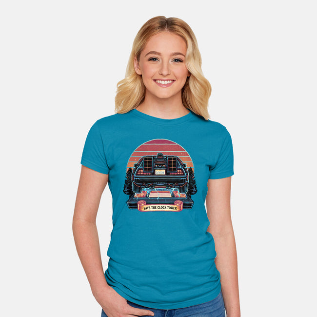 Time Travel Sunset-Womens-Fitted-Tee-glitchygorilla
