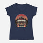 Ghost Hunting Sunset-Womens-V-Neck-Tee-glitchygorilla