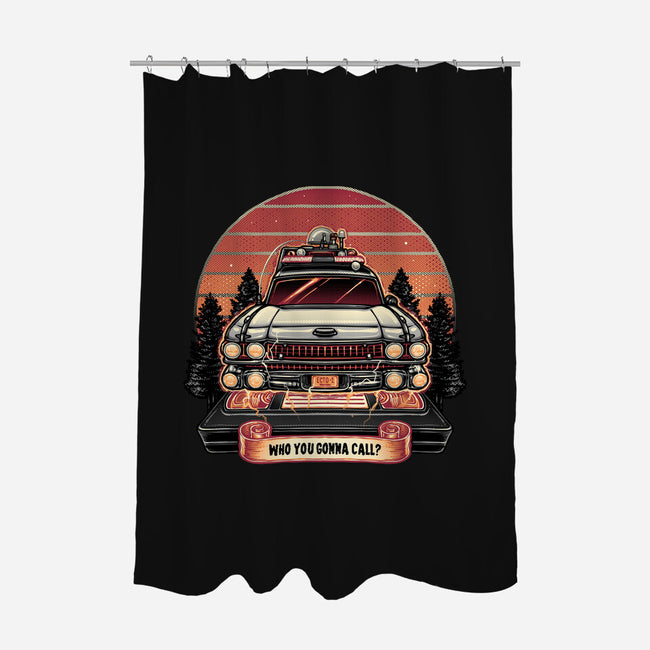 Ghost Hunting Sunset-None-Polyester-Shower Curtain-glitchygorilla