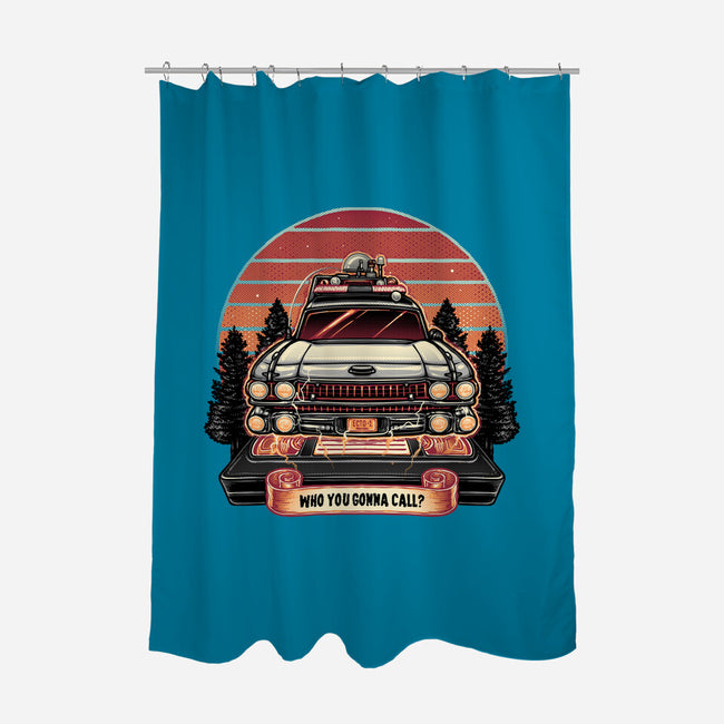 Ghost Hunting Sunset-None-Polyester-Shower Curtain-glitchygorilla