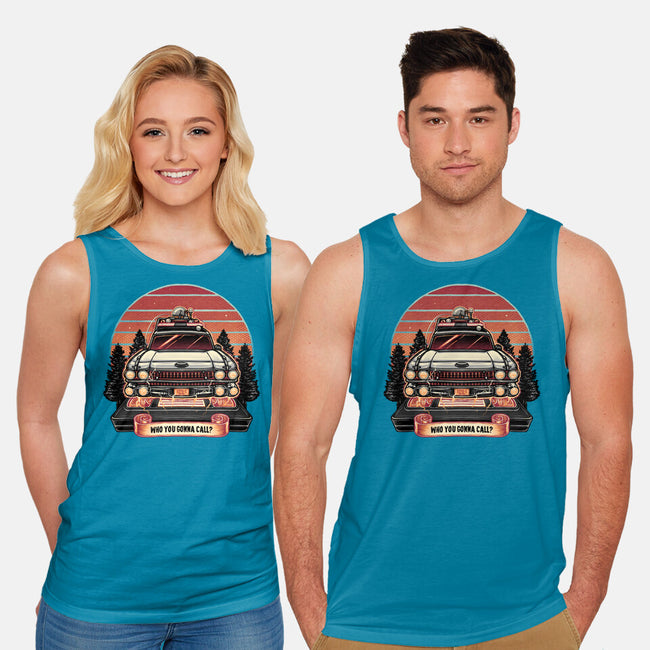 Ghost Hunting Sunset-Unisex-Basic-Tank-glitchygorilla