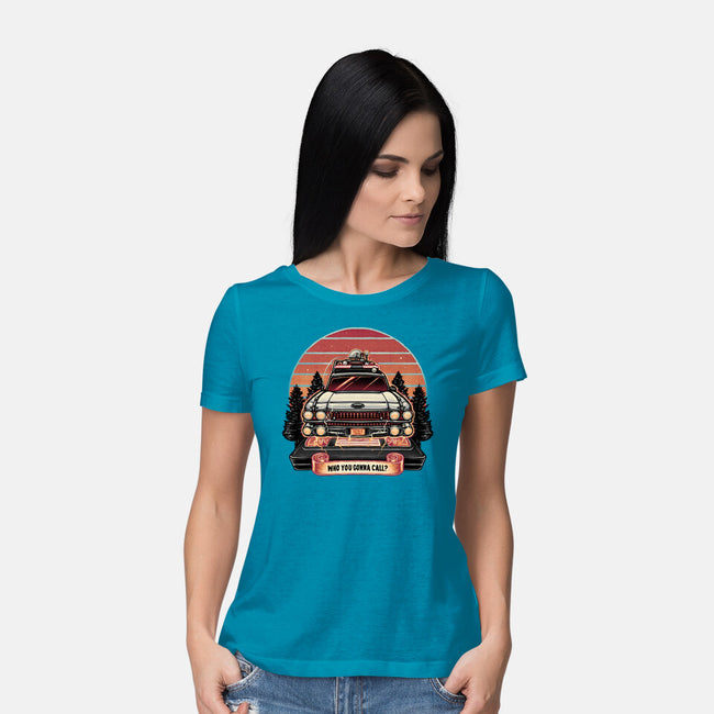 Ghost Hunting Sunset-Womens-Basic-Tee-glitchygorilla