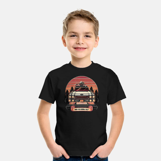 Ghost Hunting Sunset-Youth-Basic-Tee-glitchygorilla