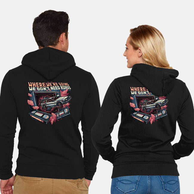 We Don’t Need Roads-Unisex-Zip-Up-Sweatshirt-glitchygorilla