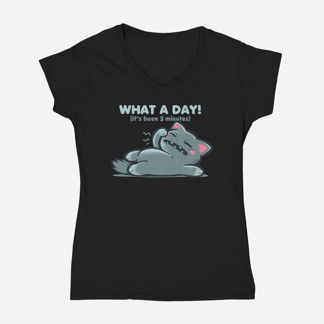 What A Day-Womens-V-Neck-Tee-TechraNova