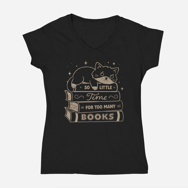 So Little Time For Too Many Books-Womens-V-Neck-Tee-koalastudio