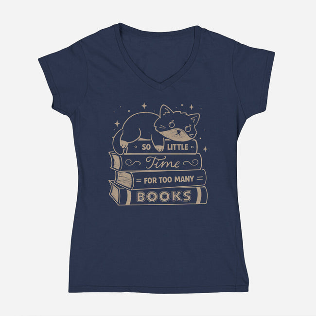 So Little Time For Too Many Books-Womens-V-Neck-Tee-koalastudio