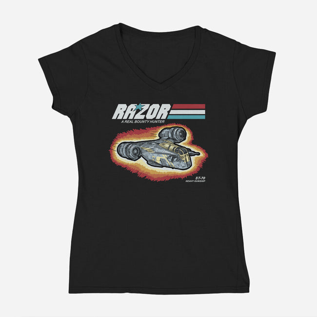 A Real Bounty Hunter-Womens-V-Neck-Tee-NMdesign