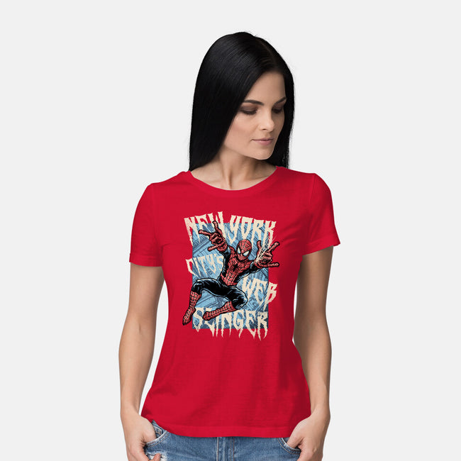 NYC Web Slinger-Womens-Basic-Tee-glitchygorilla