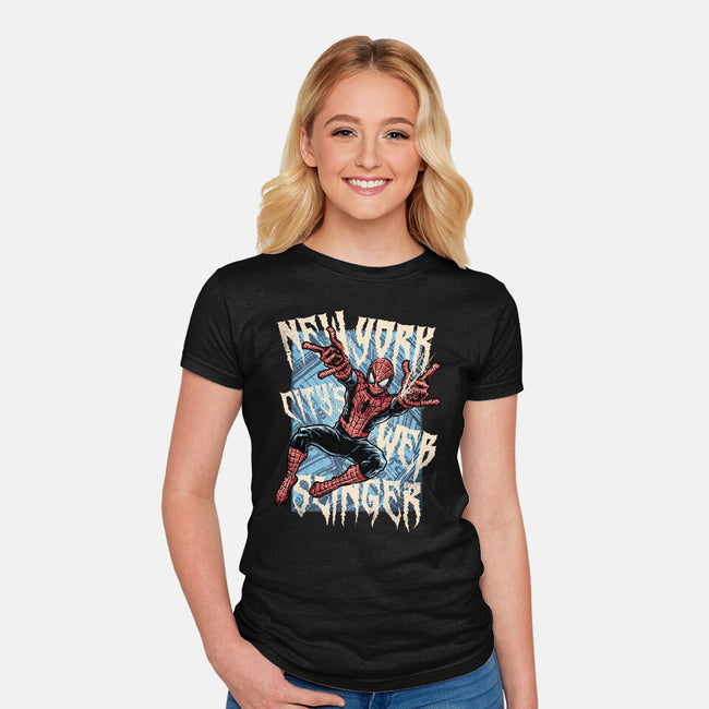 NYC Web Slinger-Womens-Fitted-Tee-glitchygorilla