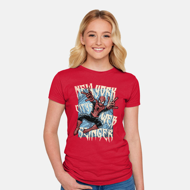 NYC Web Slinger-Womens-Fitted-Tee-glitchygorilla