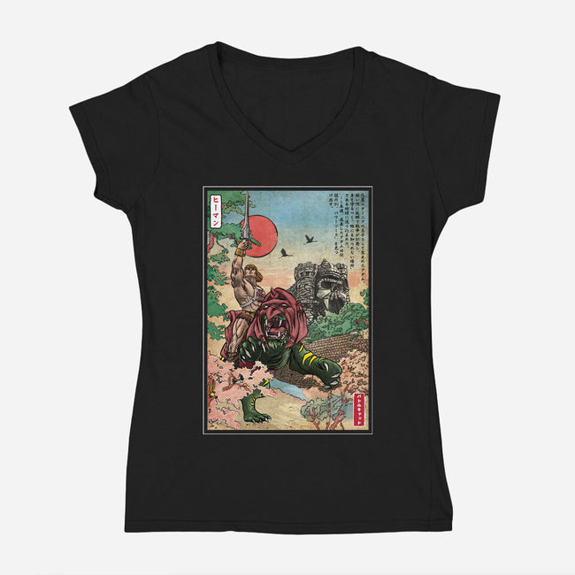 Prince Of Eternia In Japan-Womens-V-Neck-Tee-DrMonekers
