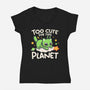 Too Cute Alien Cat-Womens-V-Neck-Tee-NemiMakeit