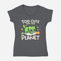 Too Cute Alien Cat-Womens-V-Neck-Tee-NemiMakeit