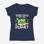 Too Cute Alien Cat-Womens-V-Neck-Tee-NemiMakeit