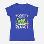 Too Cute Alien Cat-Womens-V-Neck-Tee-NemiMakeit